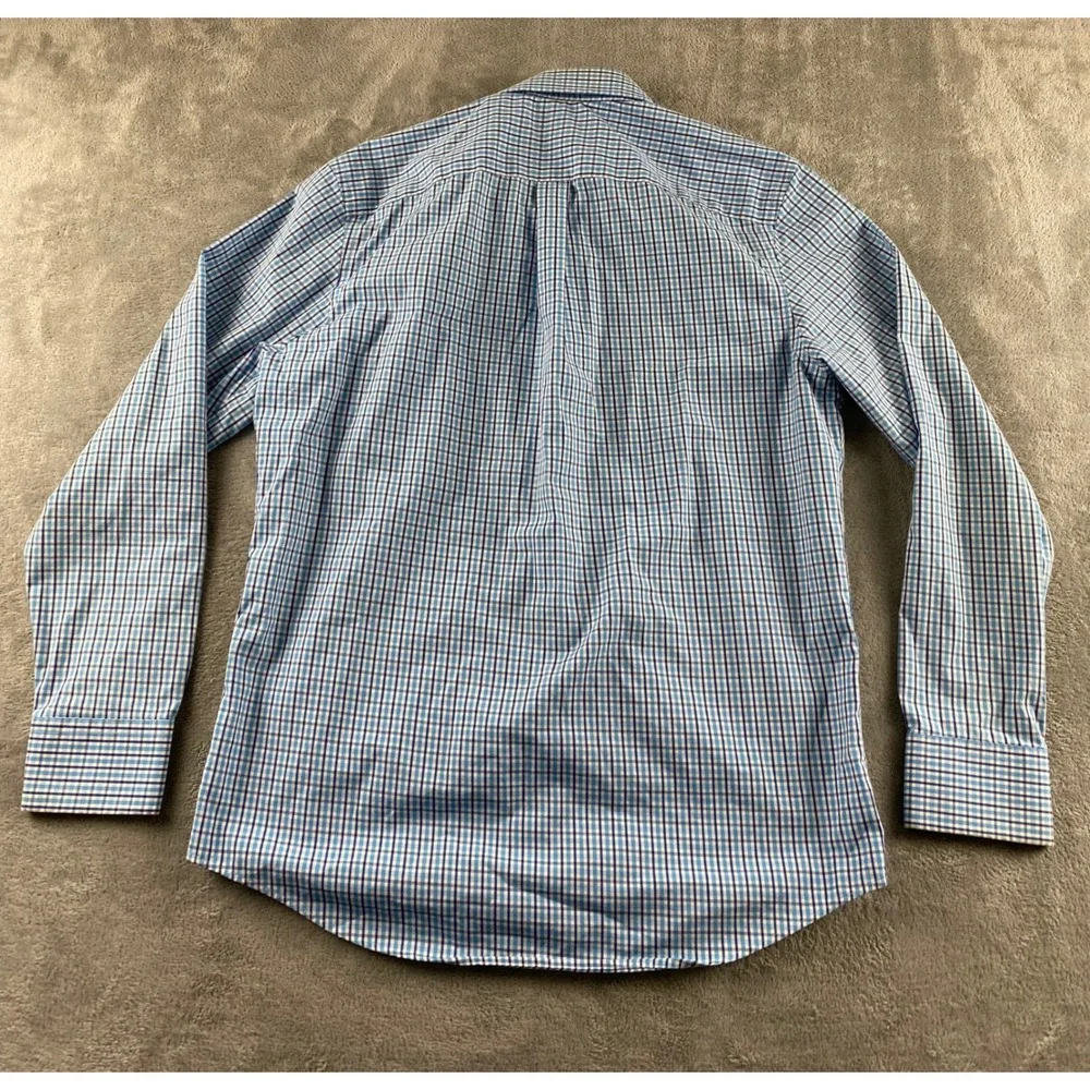 Banana Republic Mens Blue Check Non Iron Classic Fit Button Down Shirt M 15-15.5